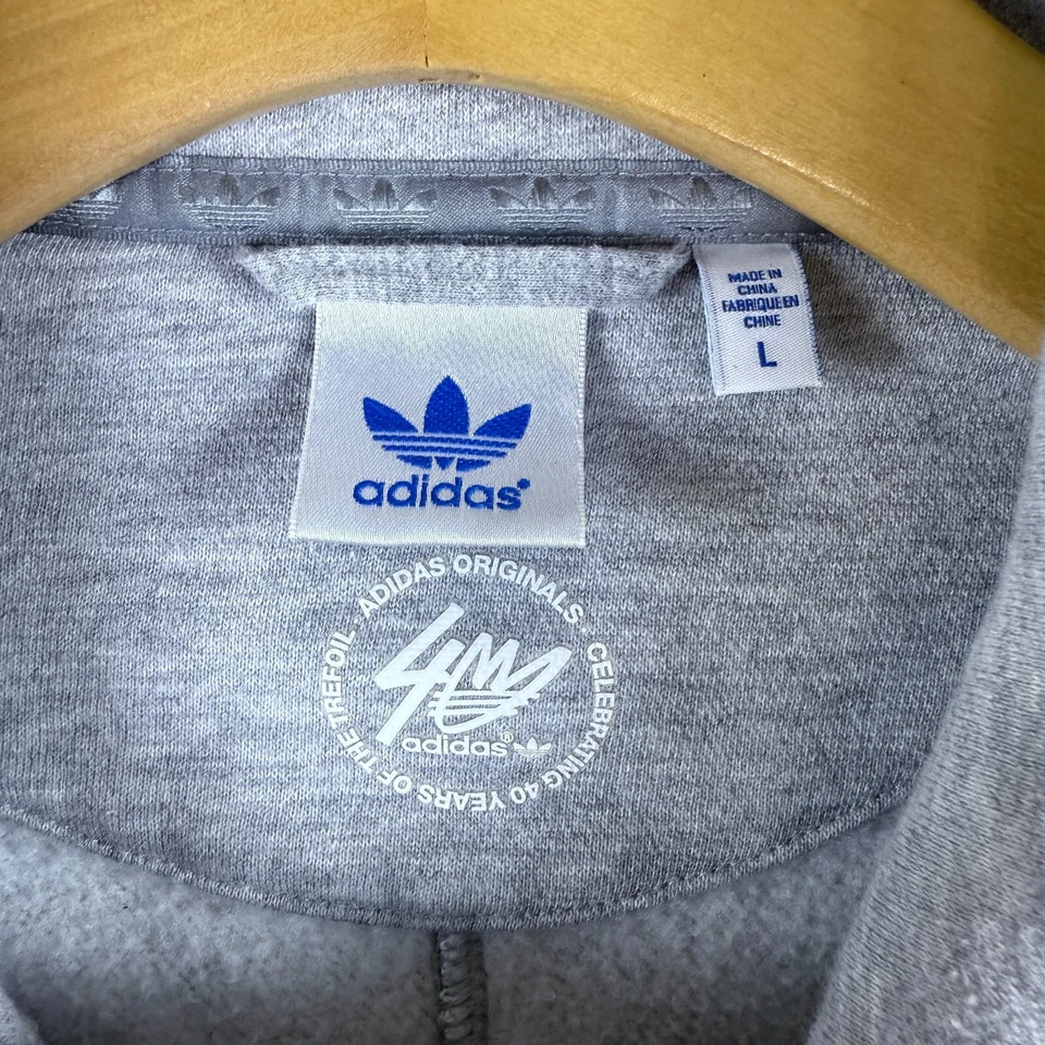 Adidas Originales Para Mujer L Gris Moto Cremallera Chaqueta 40 Aniversario Trifolio Vellón Foto 4 de 4