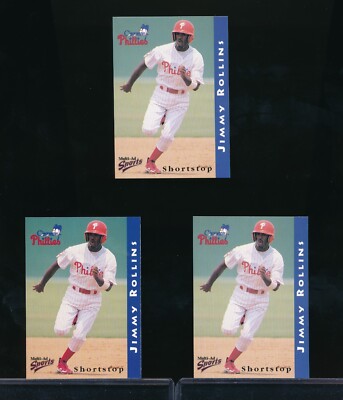 lot (2) 1998 Multi-Ad Sports Clearwater Phillies #19 Jimmy Rollins XRC rookie