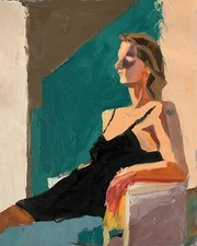 Woman sitting in a chair. ORIGINAL OIL PAINTING.