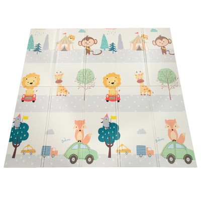 Tappeto Pieghevole Per Bambini - Motivi Animali Reversibile, Lavabile E Sicuro