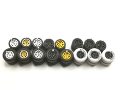 Hot Wheels  8 sets ( 3 White + 5 Black) 10 spoke Gasser Tire Hoosier,Firestone