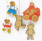 Teddy Bear Theme Birl Girl Car Toy Wood Wooden Vintage Flat Christmas Ornaments — photo 3