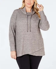 Ideology Plus Size Cowl-Neck Tulip-Hem Top Gray 2X NWT! $59.50