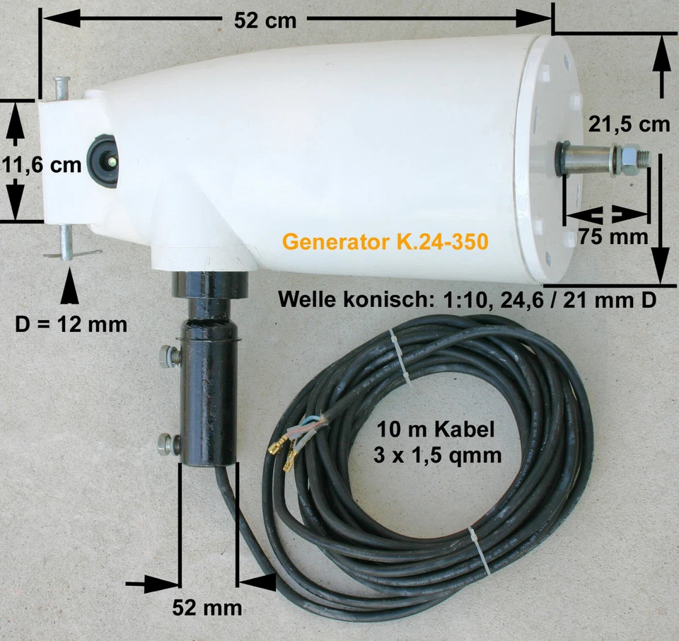 Generator K. 24 Volt, 350 Watt. Oder 12 Volt, 160 Watt. Jetzt mit Windfahne. - Bild 4 von 4