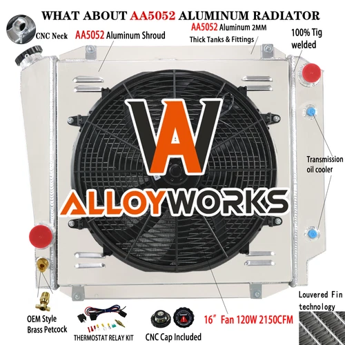 3-Row Radiator Shroud Fan Relay FIT 66-77 67 Ford Bronco V8 Conversion 3.3L 5.0L - Foto 1 di 11