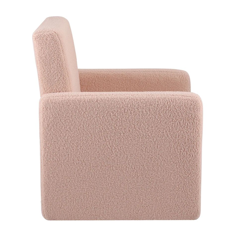 Sofá de solteiro estofado de lã de cordeiro cadeira braço tecido destaque destacável sala de estar - Imagem 3 de 4