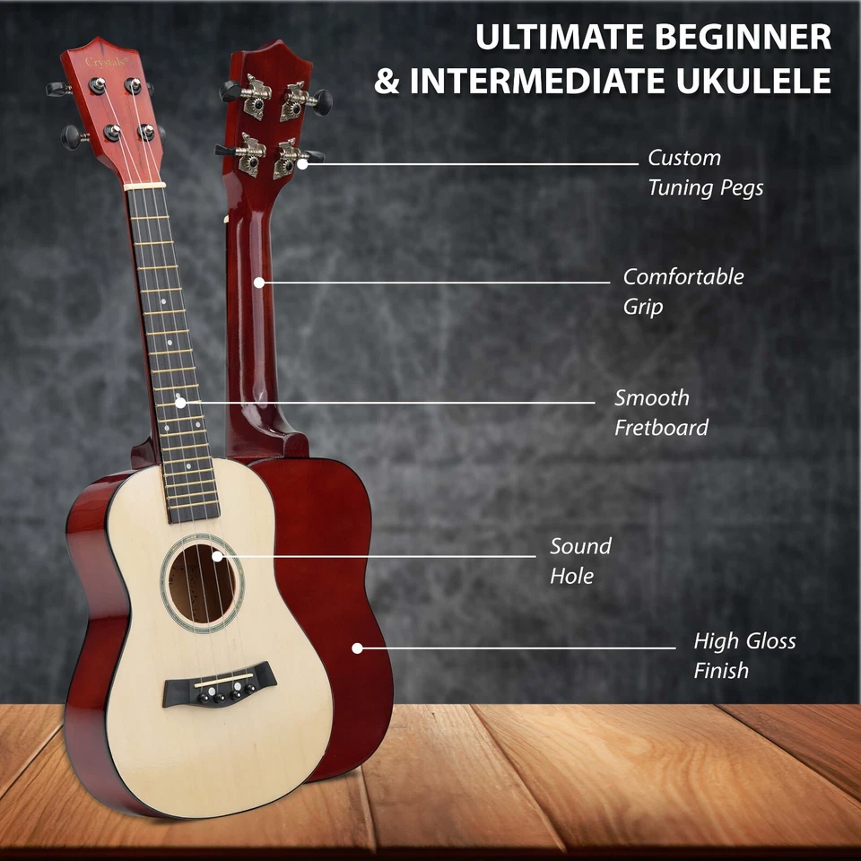 23" Concert Beginners Ukulele with Felt Pick & Spare Strings – Natural - Image 3 of 4