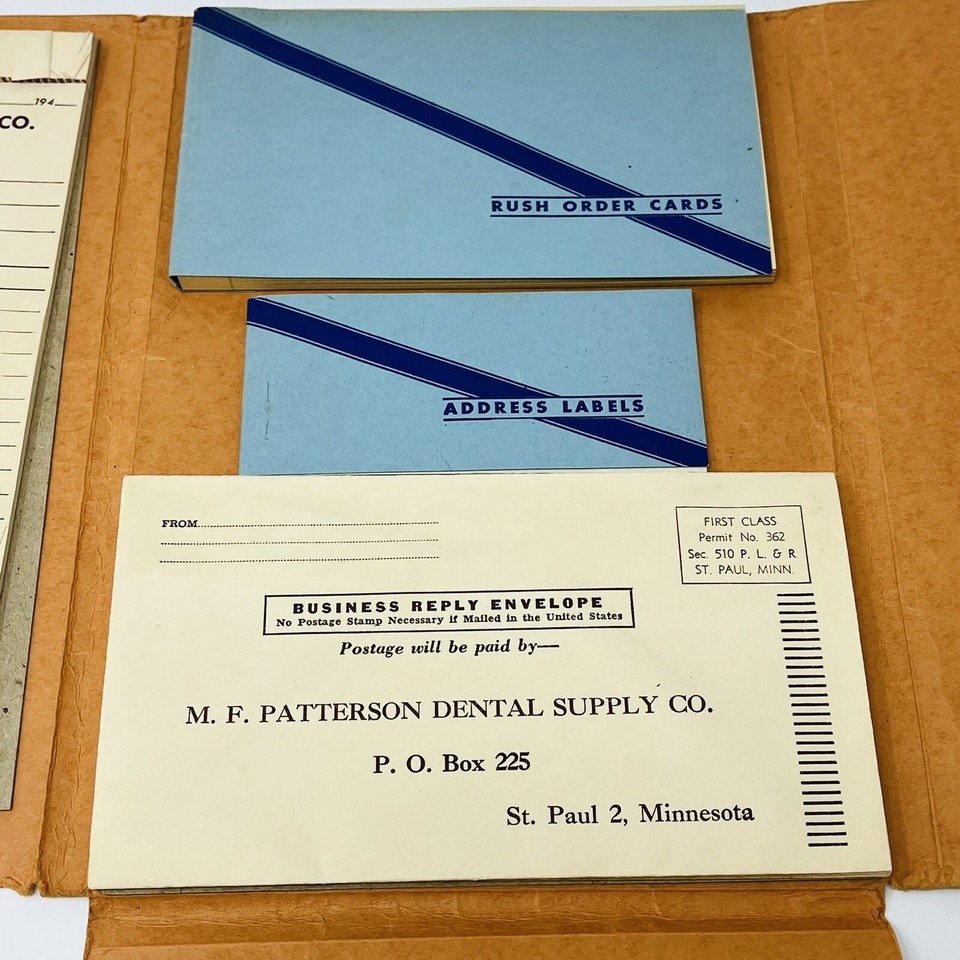 50's M.F. Patterson Dental Supply Co Teeth Mail Order Forms Envelopes