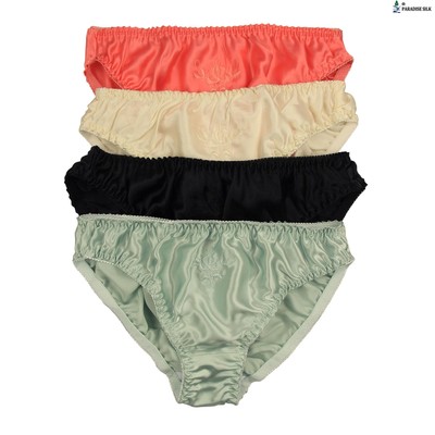 Womens Knickers Packs 4Pair Silk Briefs With Cotton Crotch  seta mutandine de...