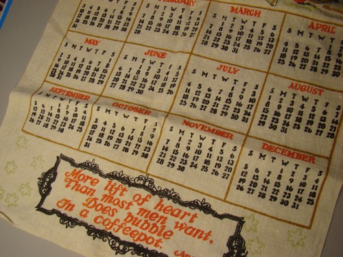 Calendario de tela 1971 27 x 16 molinillo de cafeteras más levantamiento de corazón que la mayoría de los hombres - Imagen 8 de 9