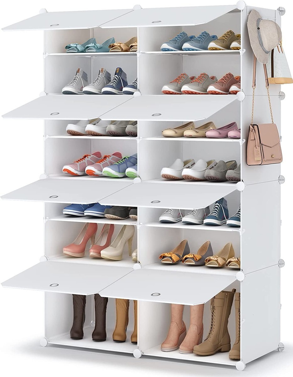 Armadio Scarpiera Modulare Con 6 Ante Trasparenti - Contenitore Per 24 Paia Di Scarpe - Organizzatore Per Ingresso