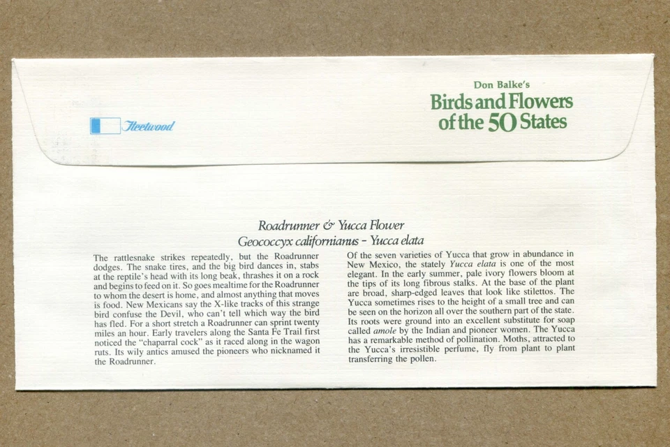 USA Don Balke’s BIRDS & FLOWERS, New Mexico. 1985 FDC - Image 2 of 2