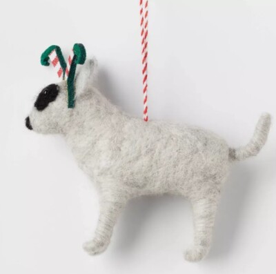 2023 TARGET WONDERSHOP WOOL FABRIC DOG ORNAMENT BULL TERRIER ELF SOCKS HEADBAND