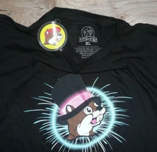 NWT Buc-cee's 2024 Happy New Year Black XL Glow in the Dark 2-Sided T-Shirt