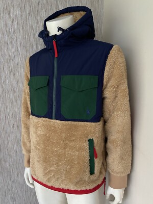 POLO RALPH LAUREN PERFORMANCE HOCHFLOR FLEECE HYBRID HOODIE JACKE GR. M-L