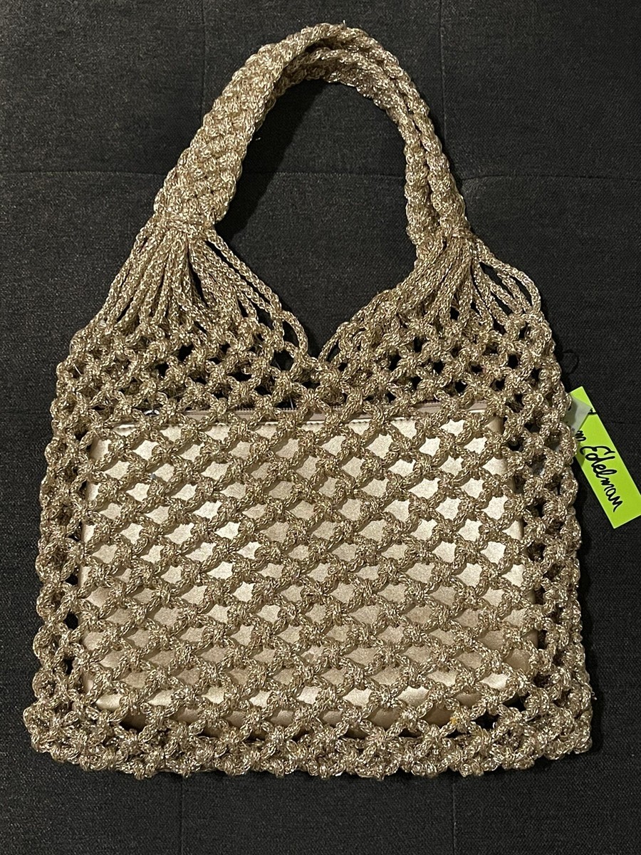 Sam Edelman Metallic Rose Gold Summer Hobo Macrame Handbag NWT