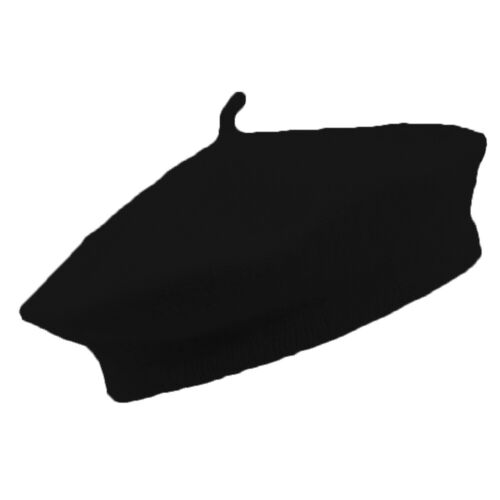 Wełniany beret French Tam Beanie Fashion Hat Czarny - Zdjęcie 1 z 6
