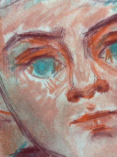 Ancien pastel sur papier, XXème signé Matilda Ulmu 1969 Portrait enfant Judaïca - Photo 2/6