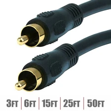 3-50FT RCA Digital Coax Coaxial Audio Video Cable Composite Subwoofer Cable Cord