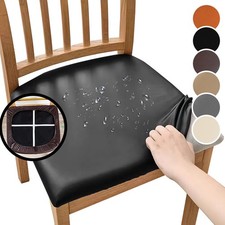 Waterproof PU Leather Chair Cushion Covers Stretch Dining Seat Slip Sofa Cover