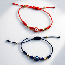 Evil Eye Bracelet Adjustable Protection Lucky Charm Red or Blue String Gift