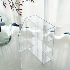 Acrylic display cabinet with an open door and handle   transparent