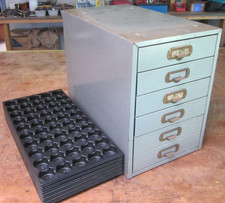 Luxor small six drawer filmstrip file w/ 50 compartments removable trays
