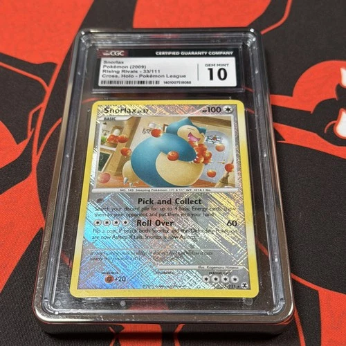 Snorlax Rising Rivals Reverse Holo Card Cgc 10 Limited Edition Guard Included!