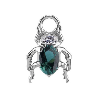 Charms - CoCr NF - Käfer mit grünen Nano-Edelsteinen - Silber - D-085