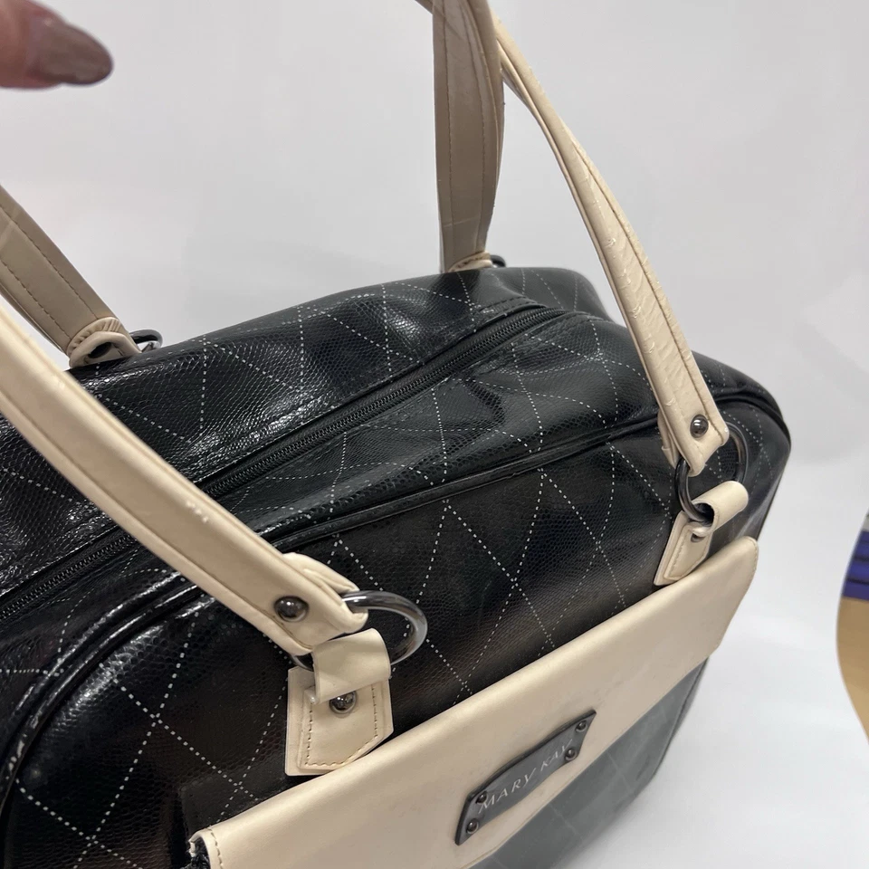 Mary Kay Quilted Black Faux Leather Carry On Travel Overnight Bag Luggage Purse - Image 4 of 4