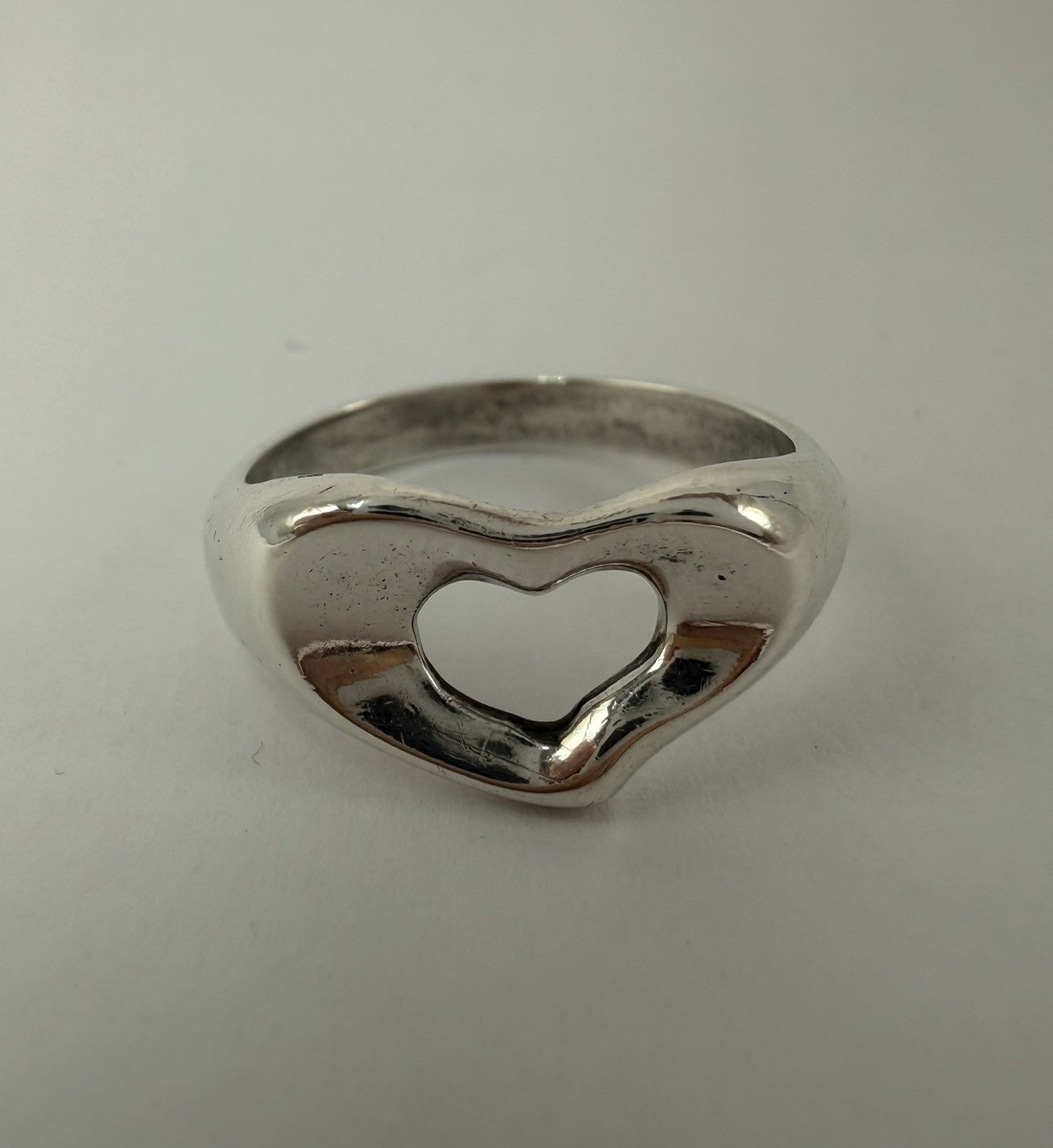 Tiffany & Co Elsa Peretti Open Heart Ring Sterling Silver Size