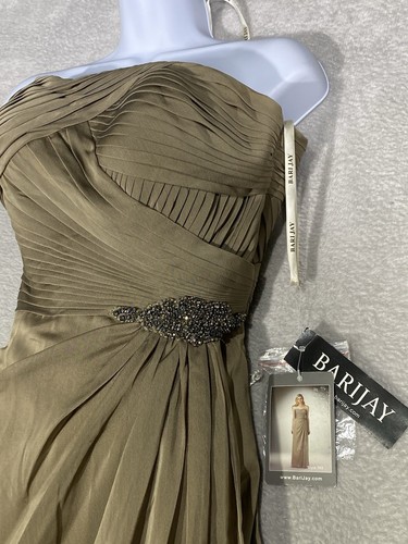 BARI JAY Formal Dress Women’s Size 12 Bronze Strapless Pleated Gown Formal NWT - Picture 2 of 10