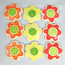 5 Pieces 1.29'' Hand Glazed 6 Petals Flower Ceramic Multicolored Mosaic Tile