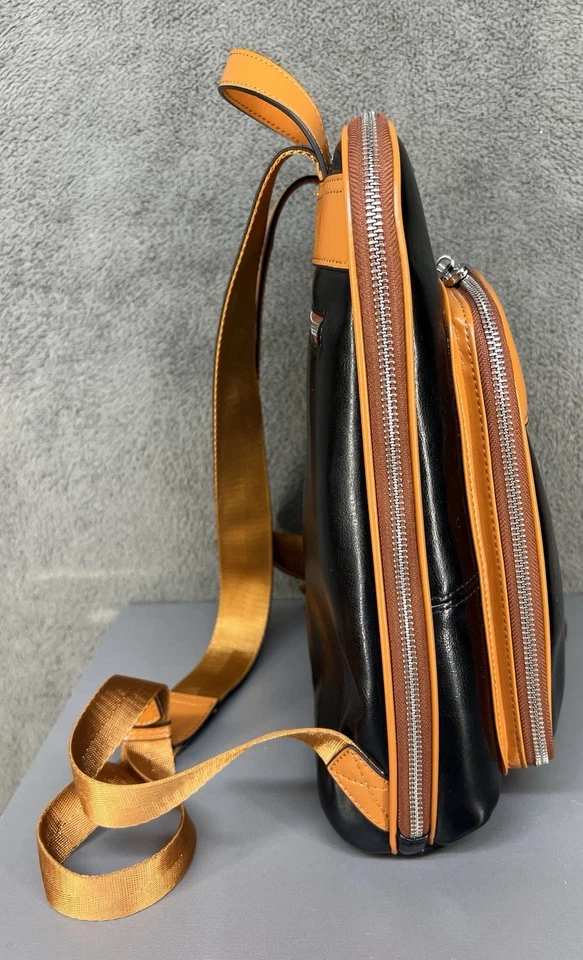 Bolso Mochila para Laptop BOSTANTEN Cuero Genuino Negro y Tostado 15.6 pulgadas Foto 3 de 4