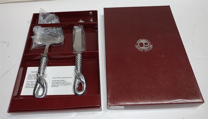 Arthur Court California Designer Swan Cheese Plane & Knife Set Museum Fine Art