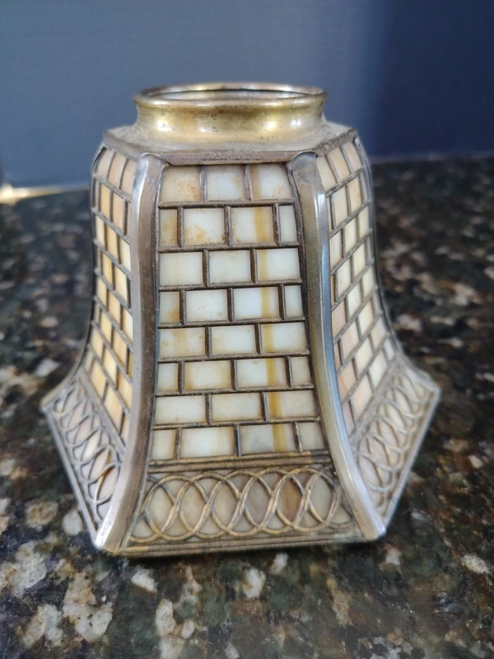 Aplique de vidrio de escoria parte amarillo Handel Fillagree Fitter sombra 2,25" X 4,5" Foto 2 de 4