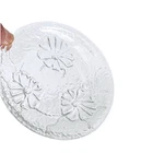 Set Of 6 Anchor Hocking RAIN FLOWER Clear Glass Textured Snack/Dessert Plates