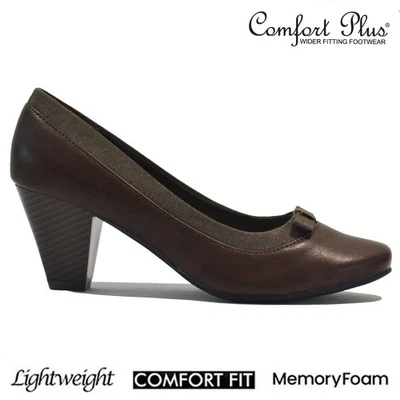 COMFORT PLUS LADIES SMART OFFICE COMFORT CLASSIC CASUAL FORMAL WORK MID HEEL COURT SHOES SIZE