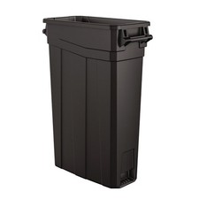 Suncast Commercial 23 Gallon Resin Slim Trash Can, Plastic, Black