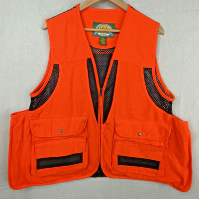 Cabelas Upland Cool Blaze Orange Hunting Vest Medium Reg Mesh Back Game Pocket