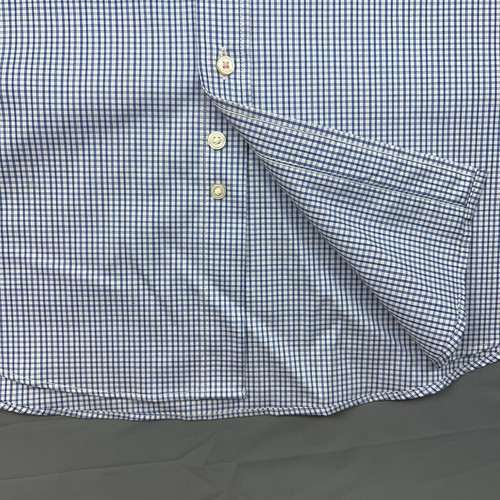 Thomas Pink Shirt Mens 17.5 Blue White Dress Plaid Traveller Slim Fit Cotton - Foto 6 di 8