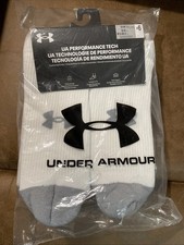 New NWT Men  s Under Armour UA Performance Tech Crew Socks XL 13-16 6 Pairs