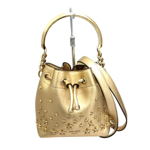 Jimmy Choo 2-Way Leather Gold Shoulder Bag Women's KNB1723 #KNB1723
