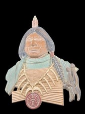 Vintage Seyton Native American Chief Wall Plaque Made in USA Painted Bust