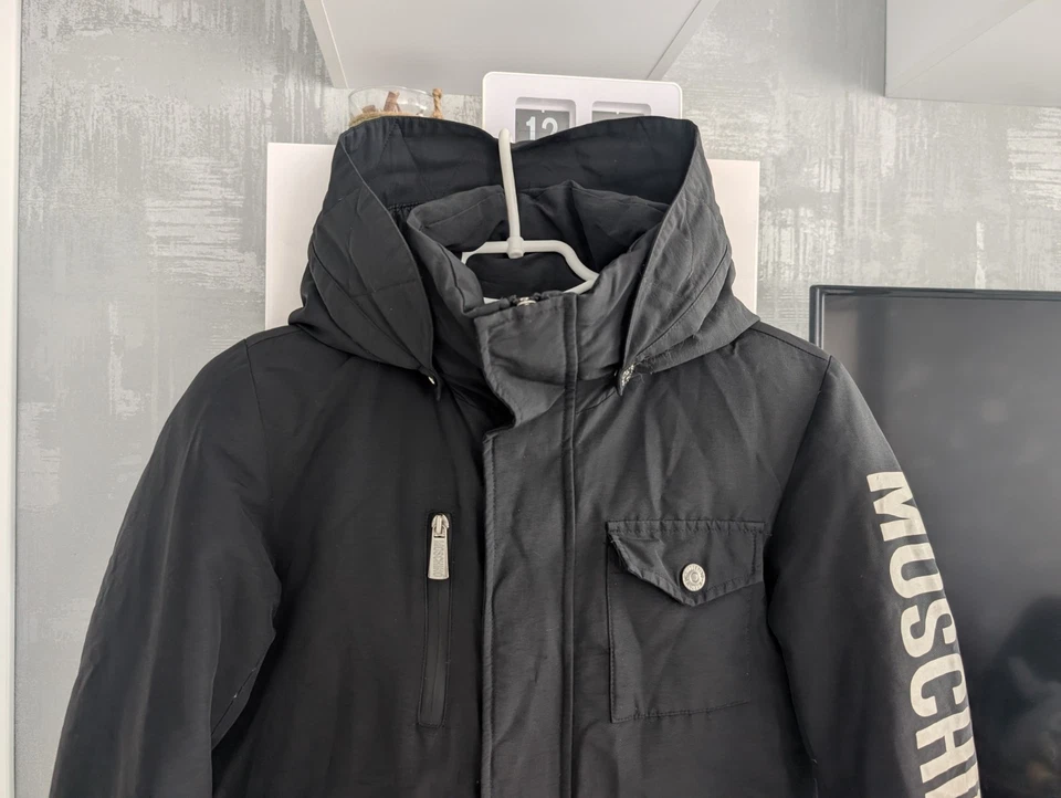 Moschino подростков плюшевая игрушка с капюшоном вниз куртки пуховик Bomber пальто пухлый черный 12 лет - Изображение 3 из 4