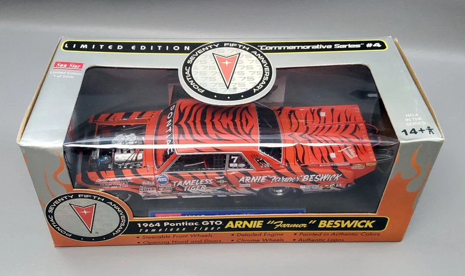 1964 Pontiac GTO Tameless Tiger Race Car 1:18 Scale Diecast By Sunstar #1831 - Image 3 of 4