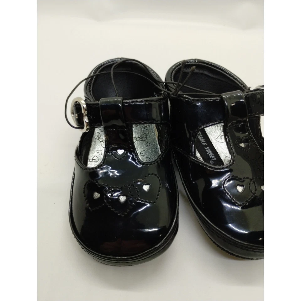 Zapatos de bebé vintage de cuero negro Sesame Street talla 2 - Zapatos para muñeca de 4,5" de largo Foto 3 de 4