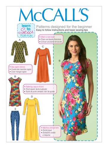 McCall 7122 Sz 16-26 EASY Raglan Maxi Dress Tunic & Leggings Flare Skirt Pattern - Picture 1 of 6