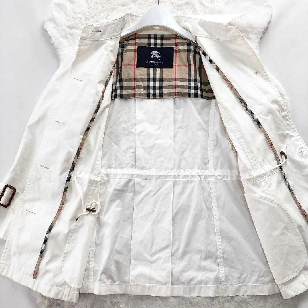 Women's Size L White Trench Coat Jacket by BURBERRY in Cotton thumbnail 2