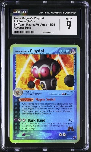 CGC 9 Team Magma's Claydol EX Team Magma Vs Aqua 8/95 Reverse Holo Pokemon Card